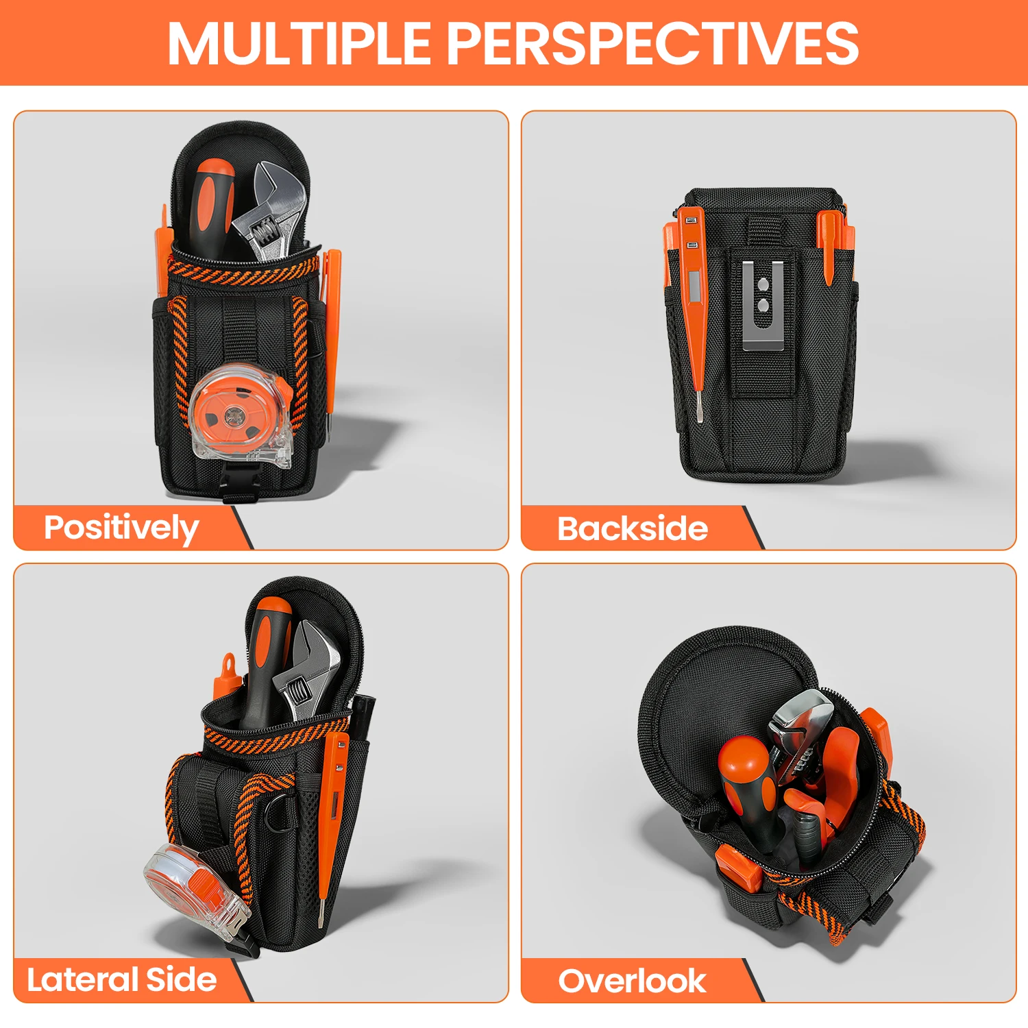 Small Tool Pouch with Belt Clip, Tool Belt Pouches, Electrician Tool