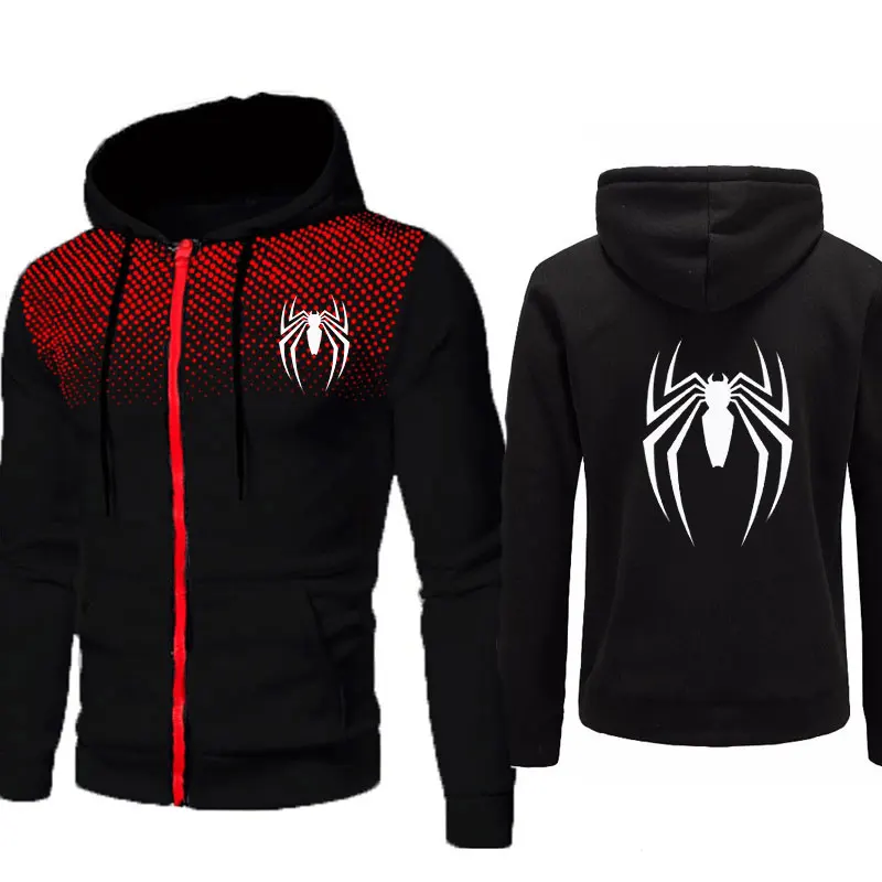 thumbnail image 1 of Sudadera con capucha de spiderman para hombre, ropa de calle con estampado de araña y Zippe, informal, divertida y holgada, novedad, 1 of 5