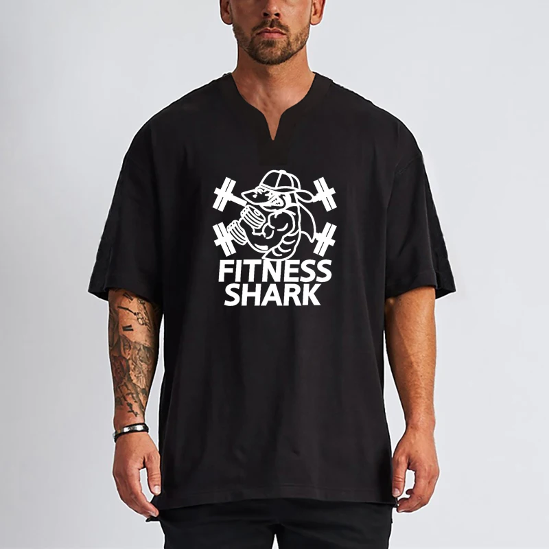 

Men Running Clothes Oversized V-neck T Shirt Casual Gym Bodybuilding Sportswear Streetwear High Quality Daily Heartfelt Gift