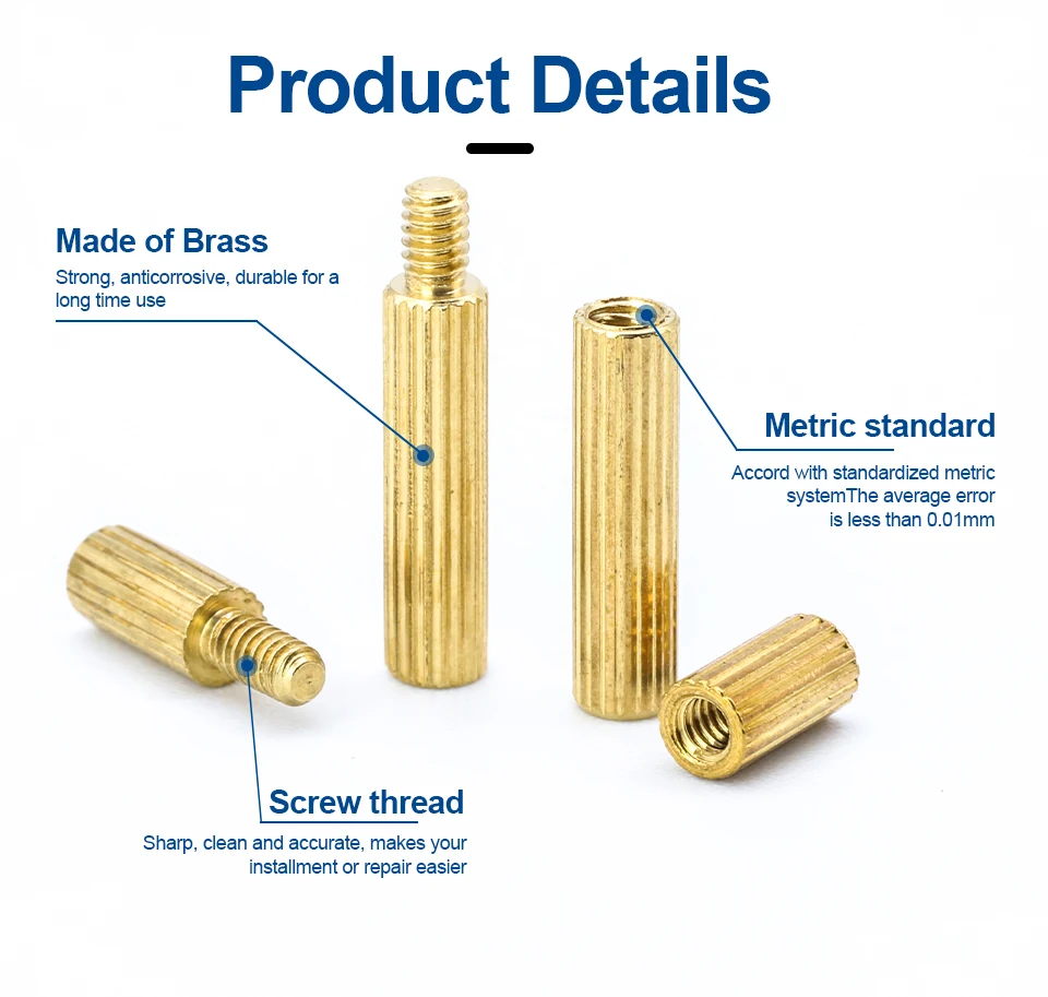 Description Picture 3 of itemNINDEJIN 420/440Pcs Knurled Round Brass Standoff Spacer Kit M2 Male-Female Round Motherboard Pcb Standoff with Screws Nuts Set