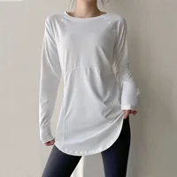 Hip Cover Long Sleeve Yoga Clothes Women 2025 Sportswear Gym Running Yoga Shirts Sports Tops Fitness T-shirt Gym Workout Blouses