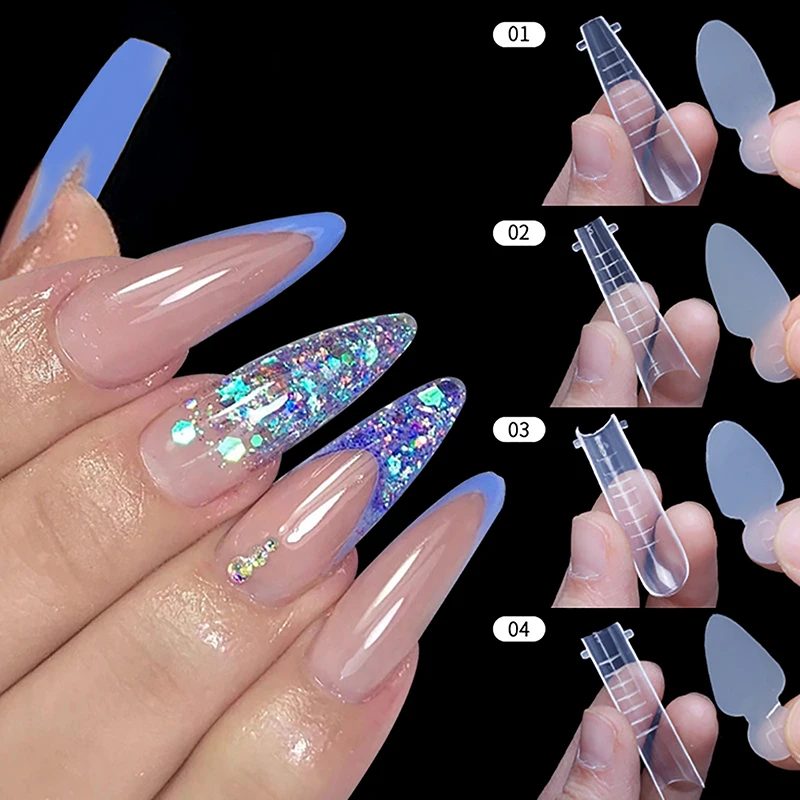 

12Pcs/Sheet Nail French Silicone Sticker for Dual Forms System Full Cover False Nails Quick Building Mold Tips Extend Accessorie