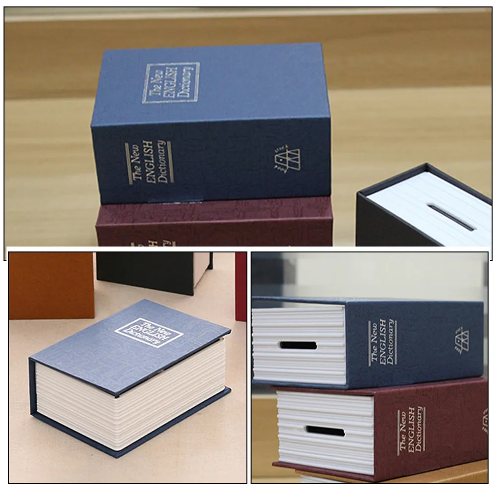 창의적인 책 모양 저금통, 작은 금고, 잠금장치가 있는 빈티지 스타일 장 저금통, 생일 선물용