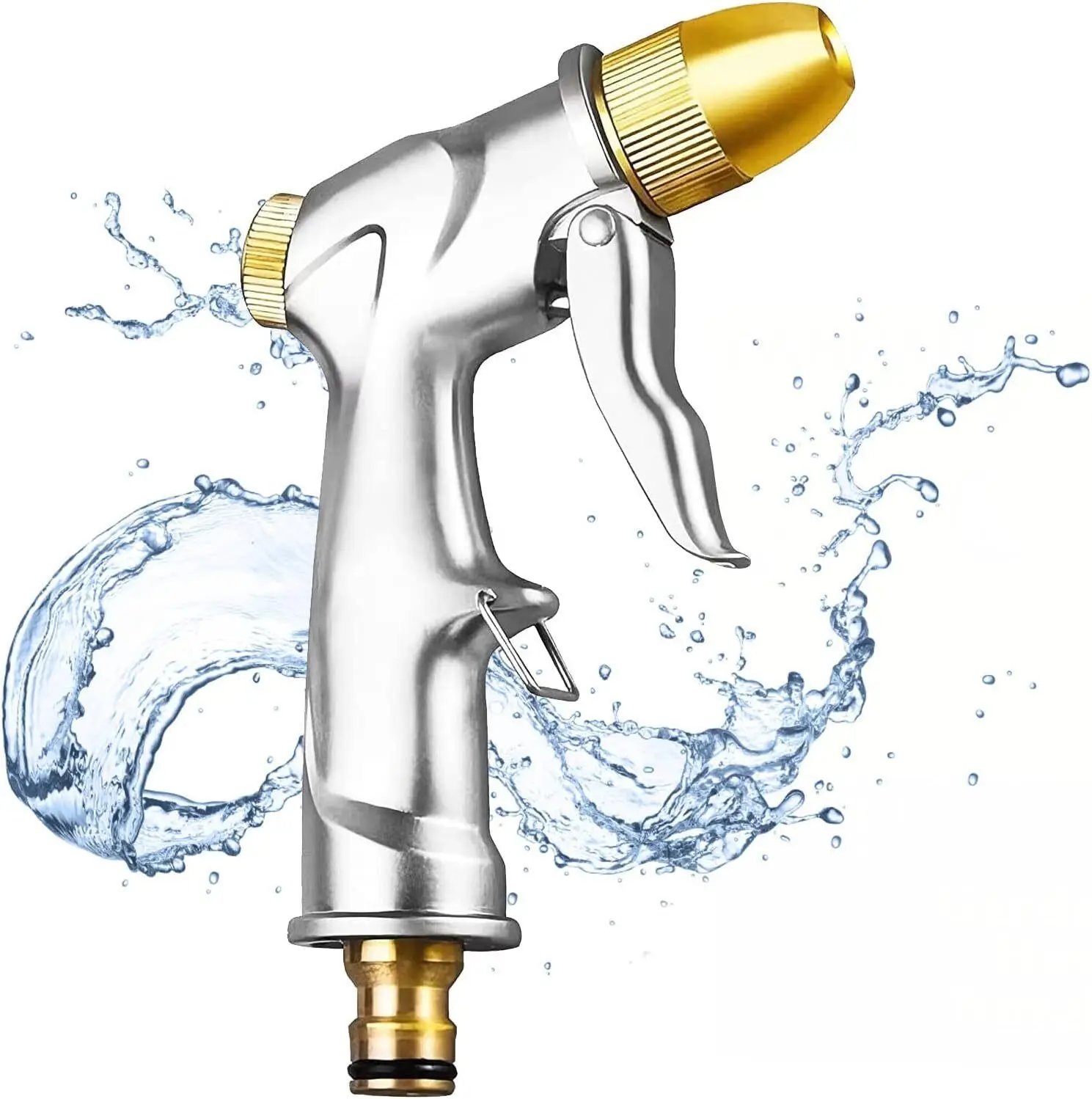 

Garden Hose Nozzle Heavy Duty Metal Spray Gun Sprayer Brass For Car Washing Plants Watering,Pets Shower Floor Cleaning