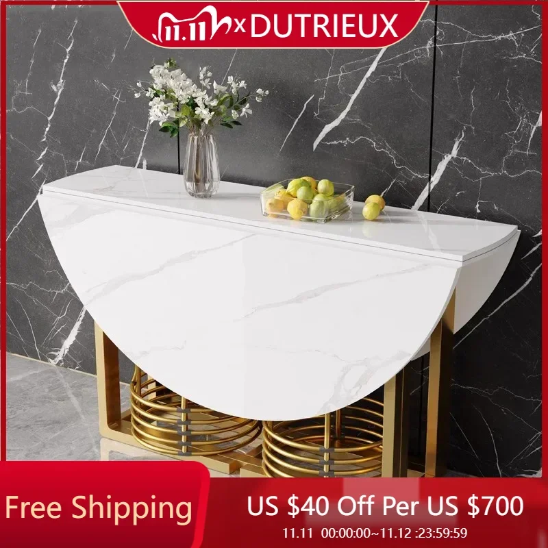 Luxury Extendable Dining Table Legs Metal Gold Folding Design Dining Table Space Savers Mesas De Jantar Living Room Furniture