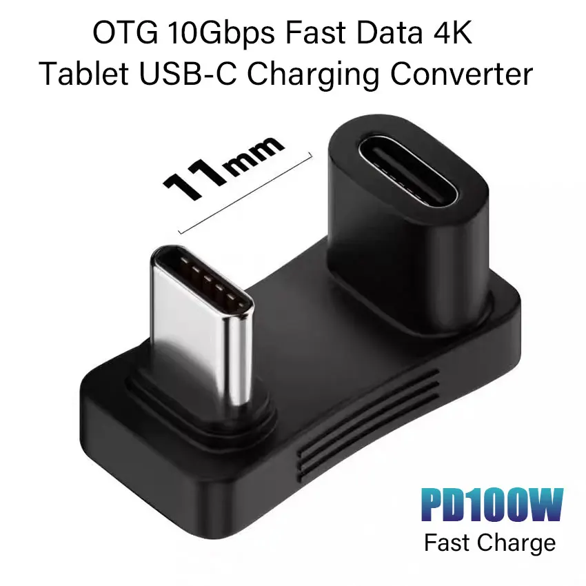 QIANRENON Adattatore USB 4.0 C da 140 W ad angolo retto da 40 Gbps tipo C maschio a femmina, estensione connettore ad angolo retto PD140W/8K @60Hz, alloggiamento Al, per piattaforma vapore per