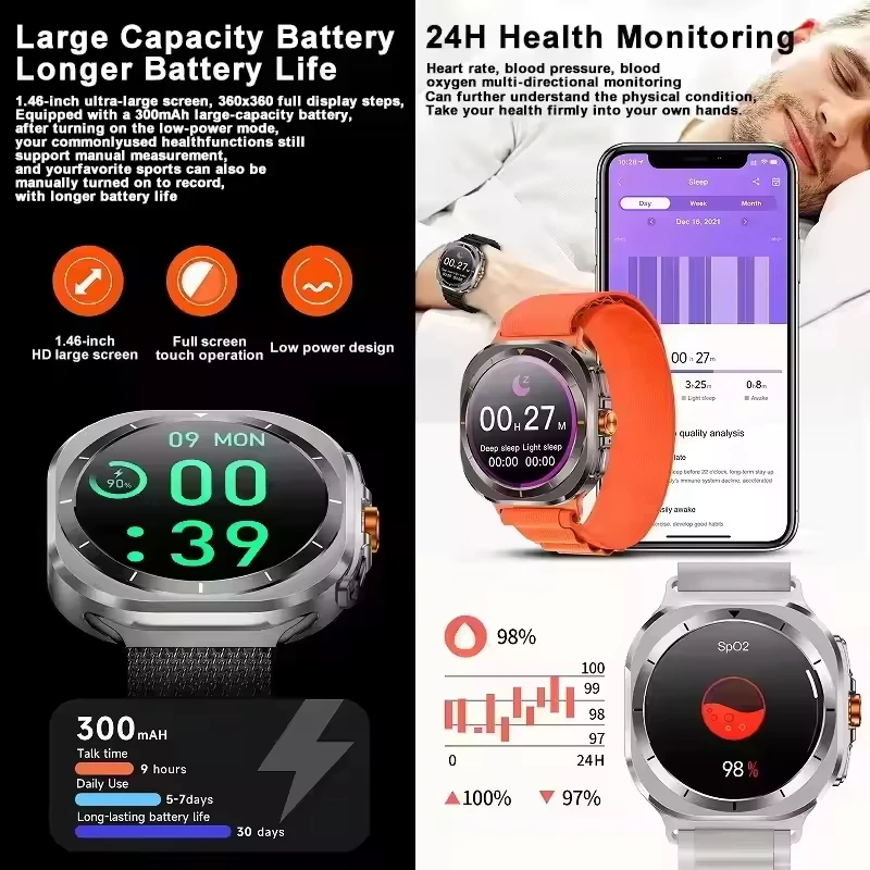 Outdoor Sports Z7 Ultra Smart Watch Bluetooth Call Health Monitoring GPS Motion Track Tracker 1.52-inch HD Screen Smart Watch 3