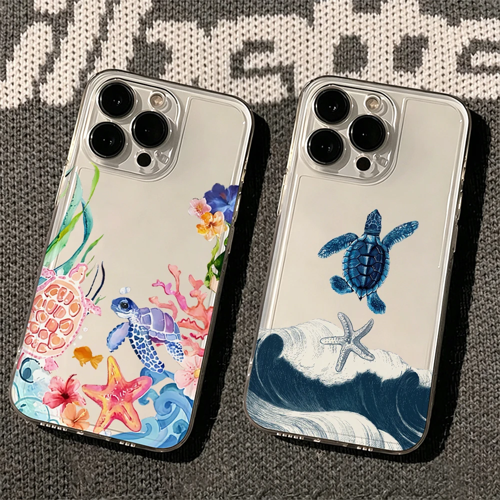 Summer Sea Turtle Clear Phone Case Cover