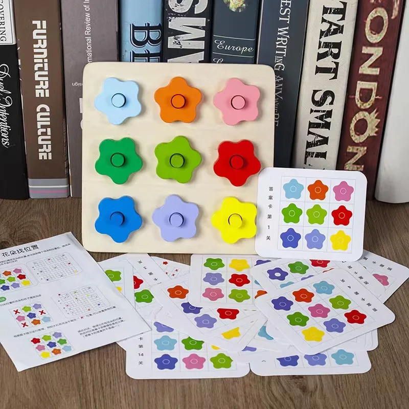 

Border Wooden Flower Finding Game Children's Early Education Color Recognition Matching Thinking Training Building Block Toys