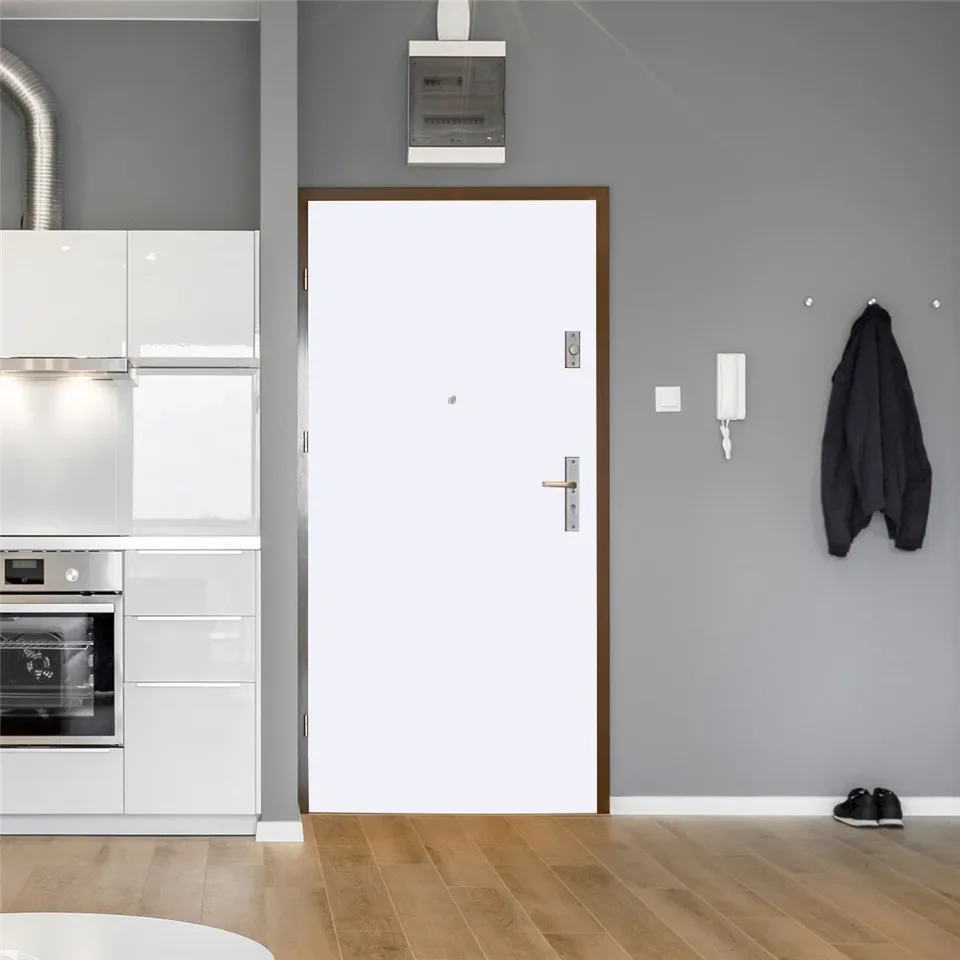 심플한 흰색 문짝 스티커, 접착 방수 벽지 PVC 포스터, 문 리노베이션, 벽 아트 벽화 데칼, 홈 데코, 세트당 2 개