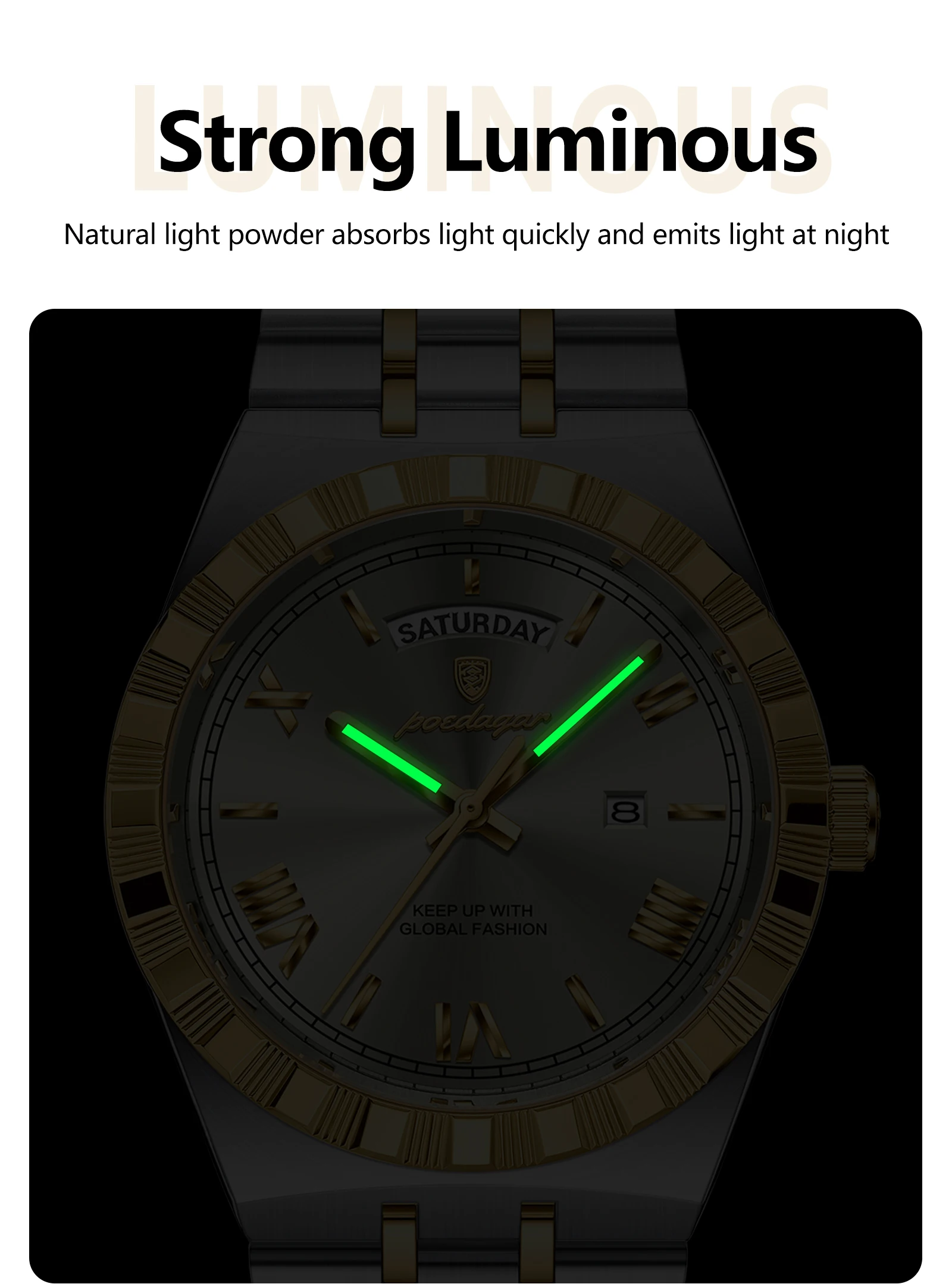 Luxury Mens Quartz Watch - Waterproof Luminous Stainless Steel Business Wristwatch