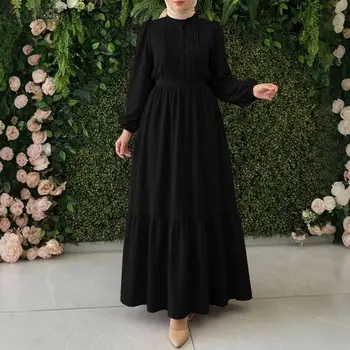 2026 ZANZEA Fashion Muslim Abaya Dress Spring Maxi Long Dress Dubai Robe Kaftan Women Long Sleeve Solid Pleated Dresses Ramadan 1