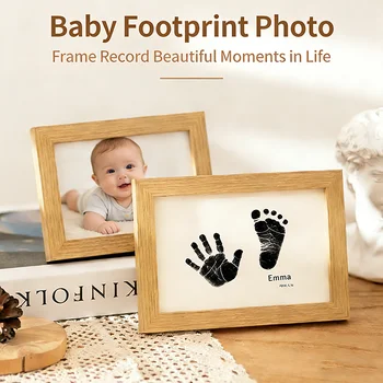 Cornice portafoto fai da te in legno per impronte di mani e zampa di neonati e animali domestici, kit per impronte senza disordine con tampone inchiostro, ricordo per neonati e amanti degli animali domestici