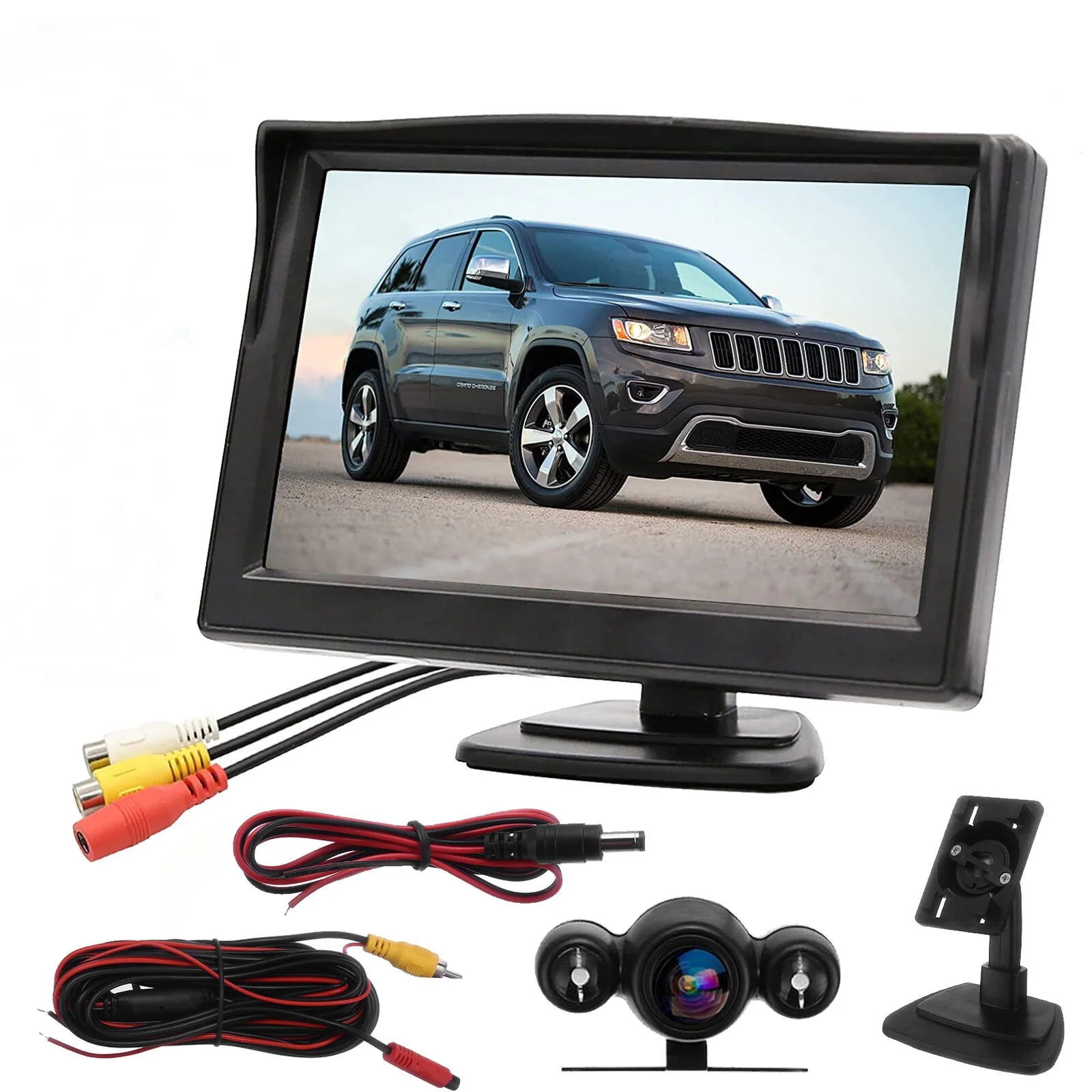 

Car Backup Camera With 5 Inch Monitor Kit Waterproof Night Vision Rear View Camera Wired Back Up Camera System For Truck SUV