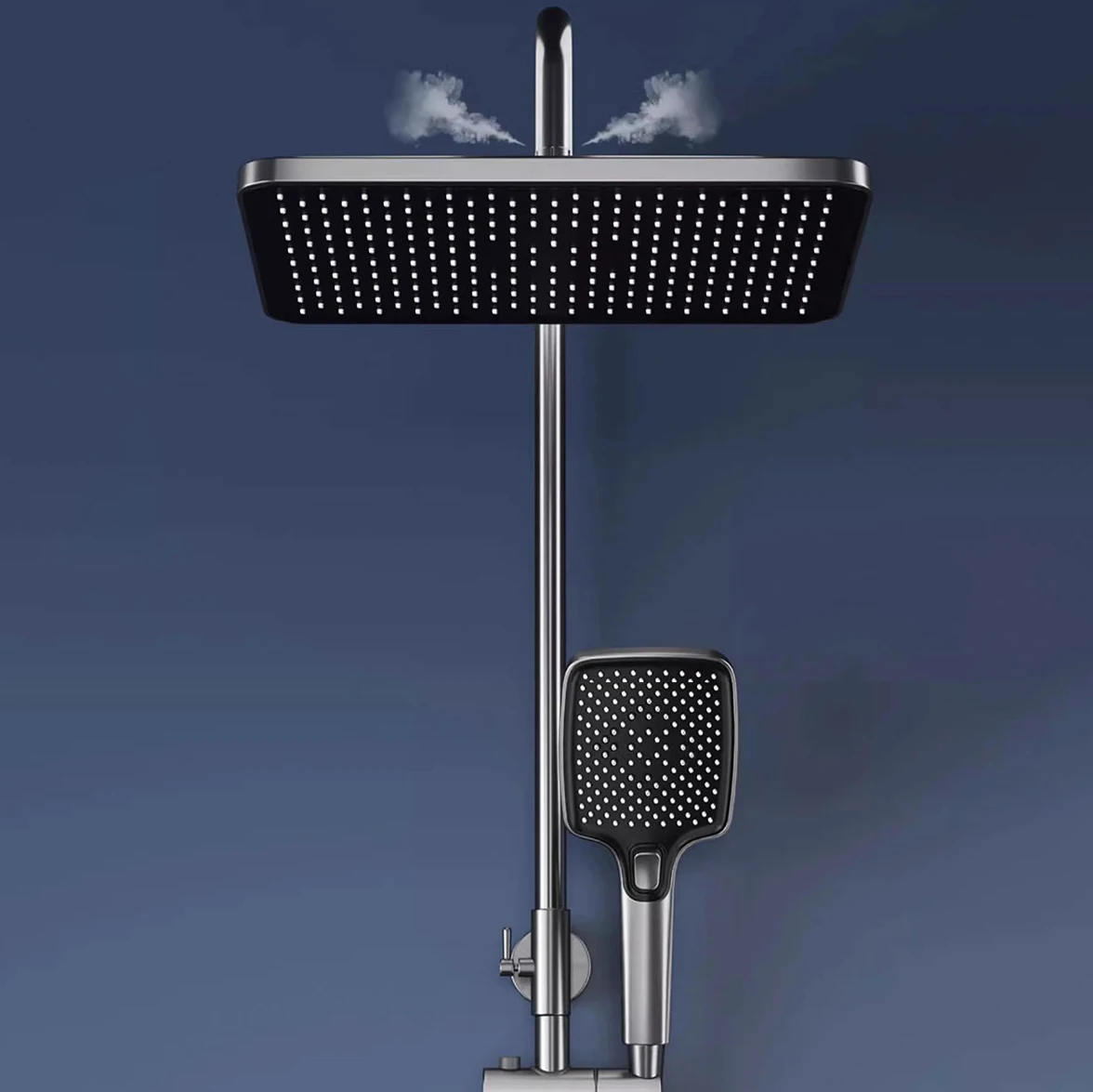 White Piano Digital Bathroom Shower System Hot Cold Bathroom Faucet Rainfall Shower Head Thermostatic Piano Digital Shower Set 6