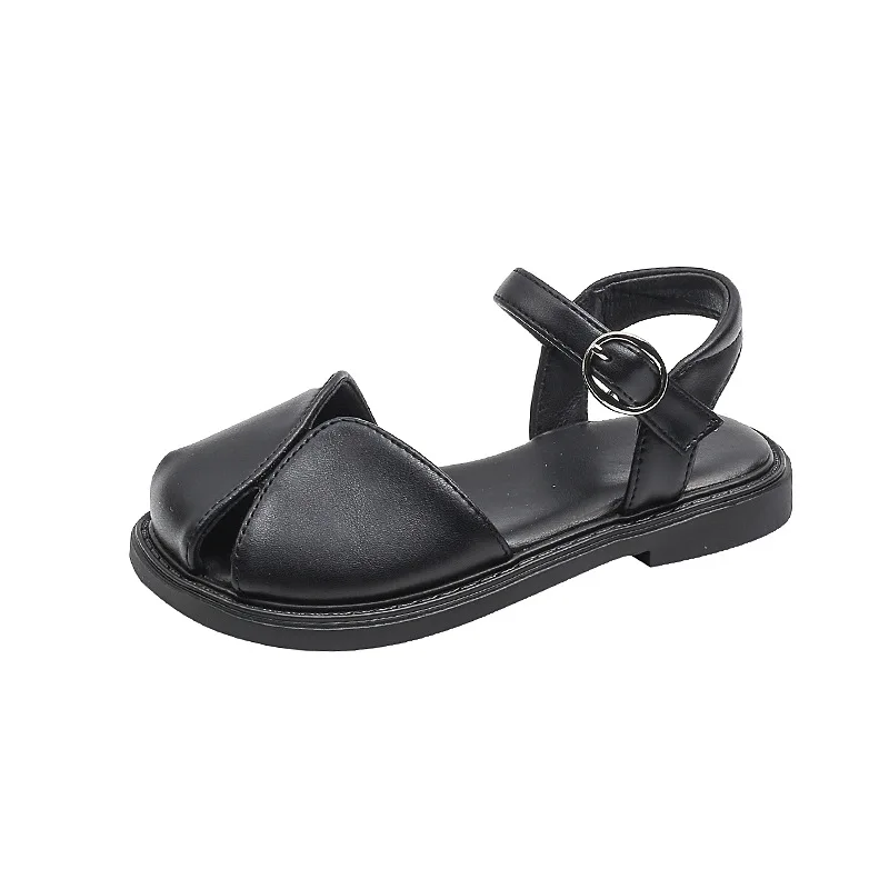 Girls Summer Sandals Toe-covered Anti-kick 2024 Brand New Children Flat Sandals Princess Retro Classic Ins Hot Fashion Soft Chic 6