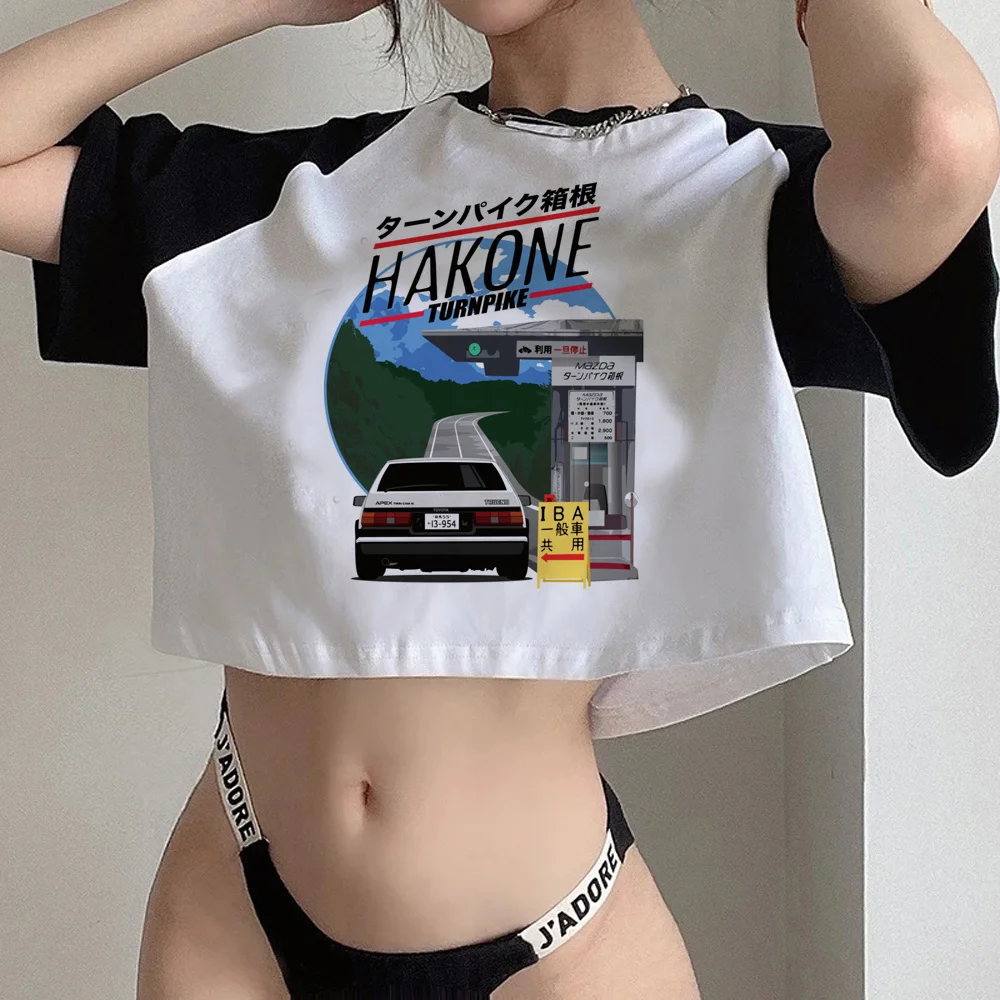 

Initial d aesthetic graphic hippie crop top Female fairycore Kawaii hippie t-shirts clothes