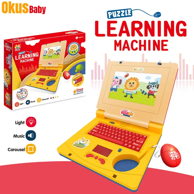 Learning Machine Mini Simulation Computer LED Screen Light And Music Early Educational Multi-function Electronic Toy For Kids 1