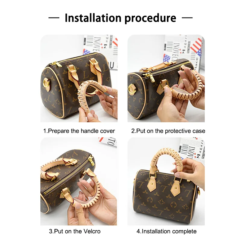 EverToner With plant-tanned Leather Handle Protector Strap Cover for Round Handles for Speedy20 25 30 Bag Accessories