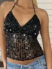 Women s V-Neck Sleeveless Blouse Summer Casual Loose Fit Lace Trim Tie Front Tank Tops with Adjustable Straps 1