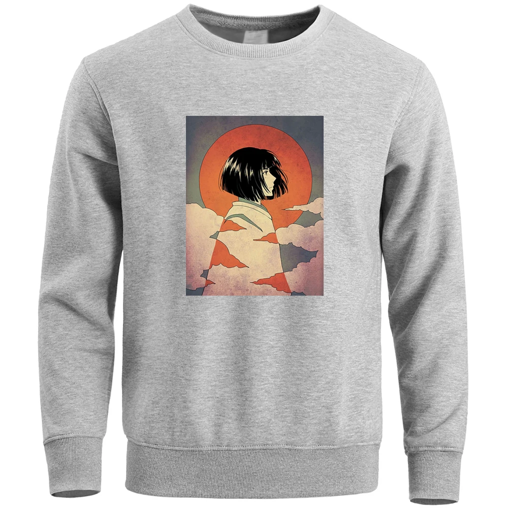 

Spirited Away Japanese Anime Nigihayami Kohakunushi Pullover Hoodies Winter Warm Street Print Hoodie Top Men Crewneck Sweatshirt