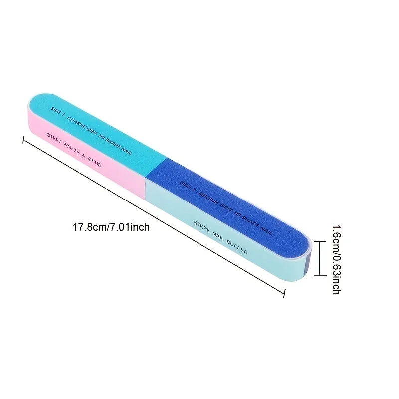 6-in-1 Nail Buffer Shaper Easy-Grip Design Durable Unscented Manicure and Pedicure File Stylish Print