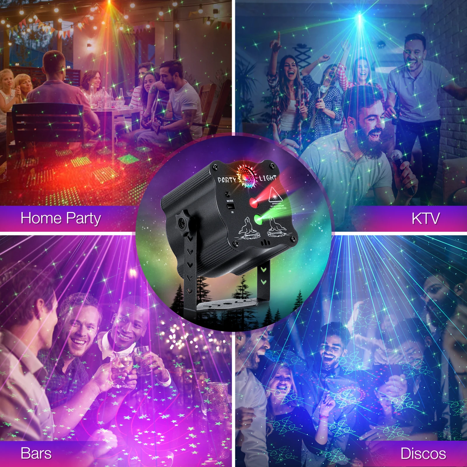 미니 RGB 레이저 프로젝터 무대 조명, DJ 디스코 LED 램프, UV 사운드 스트로브, 무대 효과, 웨딩, 크리스마스, 휴일 파티