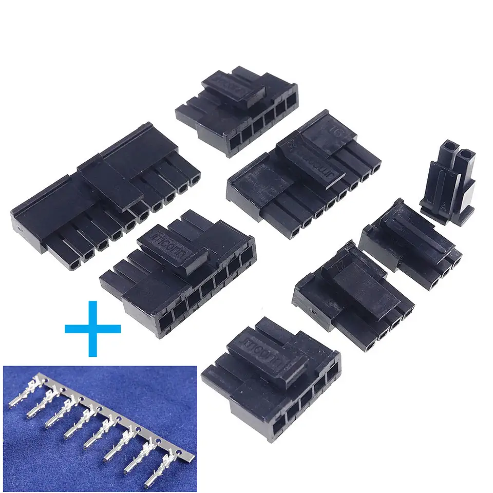 10 100 Sets Micro-Fit 3.0 MM Connector Single Row Male Housing Plug 1x2 2 Pin 3 4 5 6 7 8 9 10 Pin/Matching Female Terminal image 1