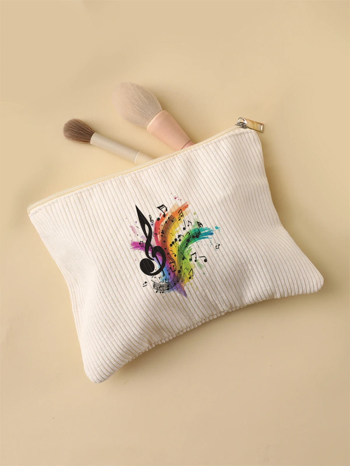 Women's Corduroy Travel Cosmetic Bag Portable Large Capacity Makeup Storage Organizer Zipper Clutch Purse Make up Bag