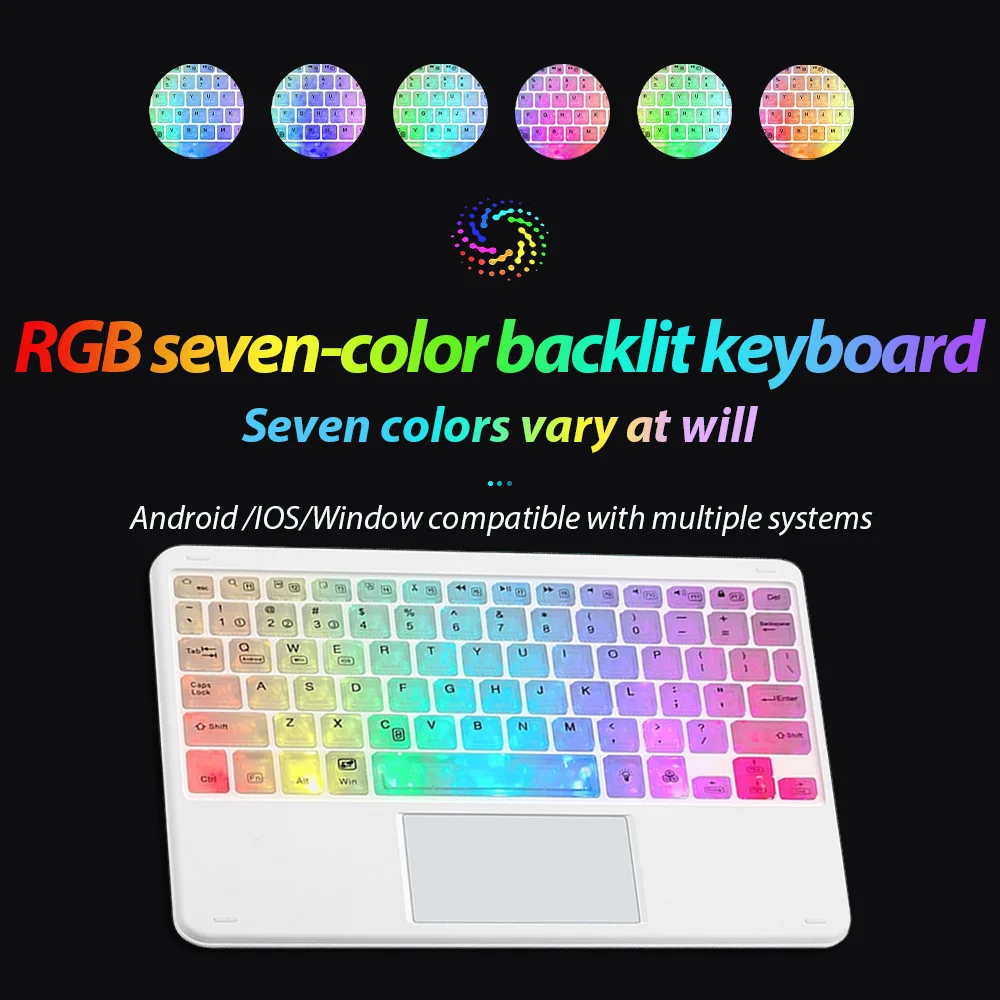 Backlit Keyboard Touchpad Type Wireless Multilingual Multiple Colors Portable for Tablet iPad Pro Mini Air Phone Wireless Keyboard Wireless Keyboard Mouse Tablet Keyboard iPad Keyboard Tablet Keyboard Case