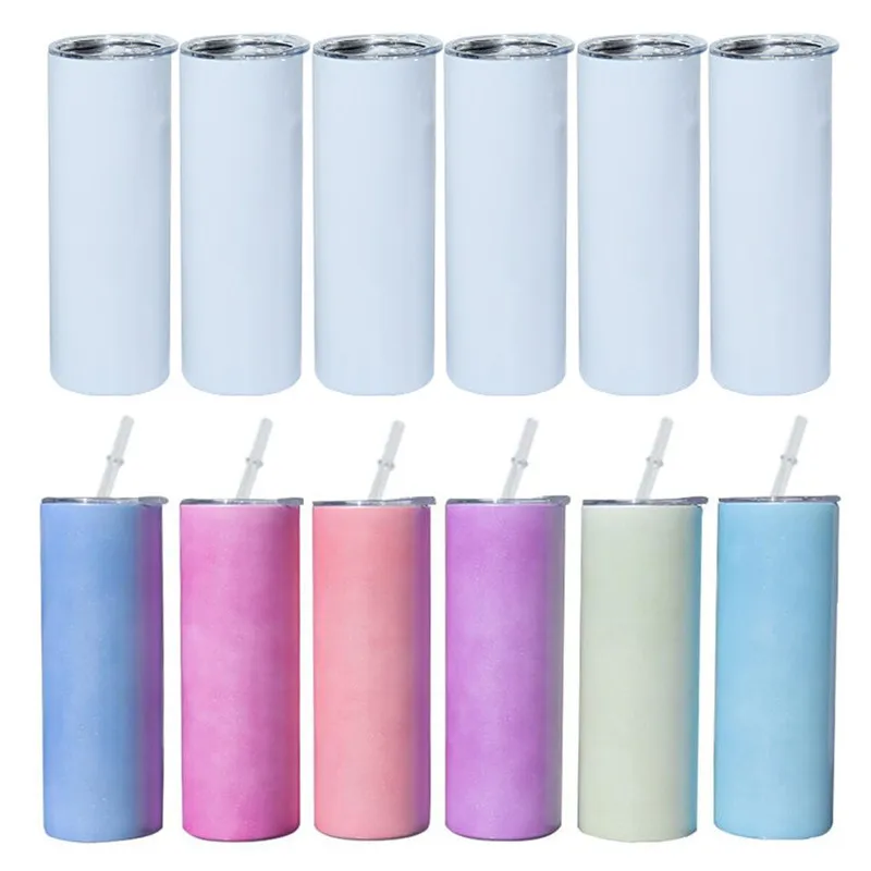  20 oz Luminous Skinny Tumbler Sublimation Blanks Frosted  Surface Stainless Steel Vacuum Insulated Travel Tumbler with Straw and  Lid,Water Tumbler Cup for Coffee Water Hot Cold Drinks,Set of 4 : Everything