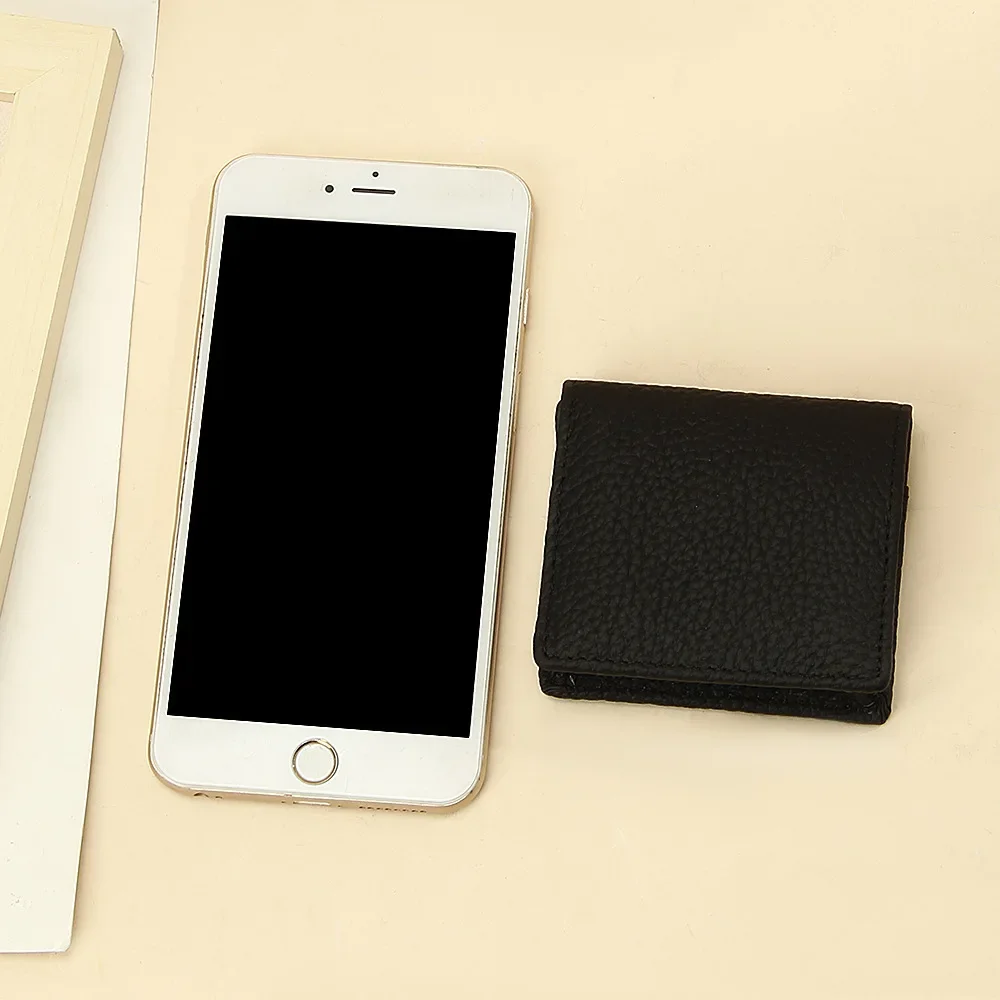 Fashion Genuine Leather Minimalist Coin Pouch EarPods Case SD Card Holder Wallet and Cash Organizer Bag Women Mini Change Purse