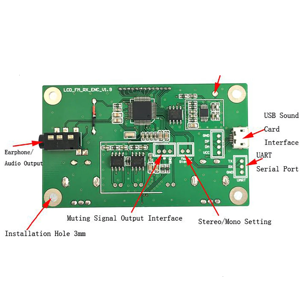 DSP PLL Digital Stereo FM Radio Receiver Module 87-108MHz With Serial Control Frequency Range 50Hz-18KHz