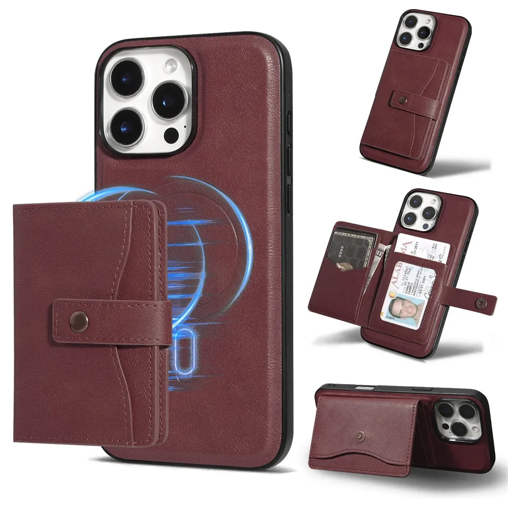 Leather MagSafe Magnetic Wallet and Card Holder Phone Case