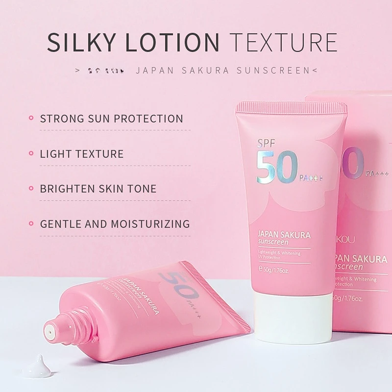 Sakura Sunscreen Cream Protector Facial Sun Block Spf50 Gel Isolation Lotion Cream Bleaching Creams Facial Moisturizer Whitening images - 6