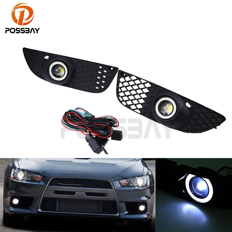 

POSSBAY Car Daytime Running Light Foglights LED Angle Eyes Ring Fog lamp For Mitsubishi Lancer 2008 2009 2010 2011 2012