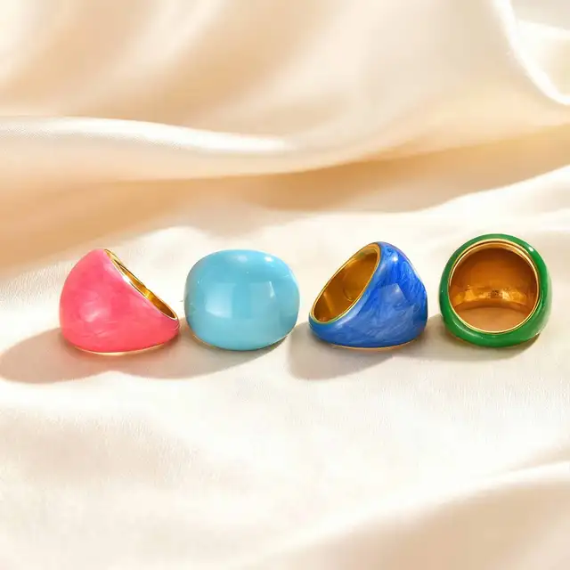 88040-861f35.jpg Bague géométrique à la mode pour femmes et filles, bagues incurvées en acier inoxydable bleu/vert/rose, bijoux esthétiques, cadeau féminin