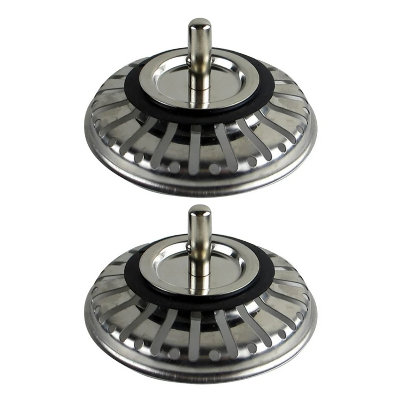 

2X Diameter 78MM Stainless Steel Kitchen Sink Strainer Stopper Waste Plug Sink Filter