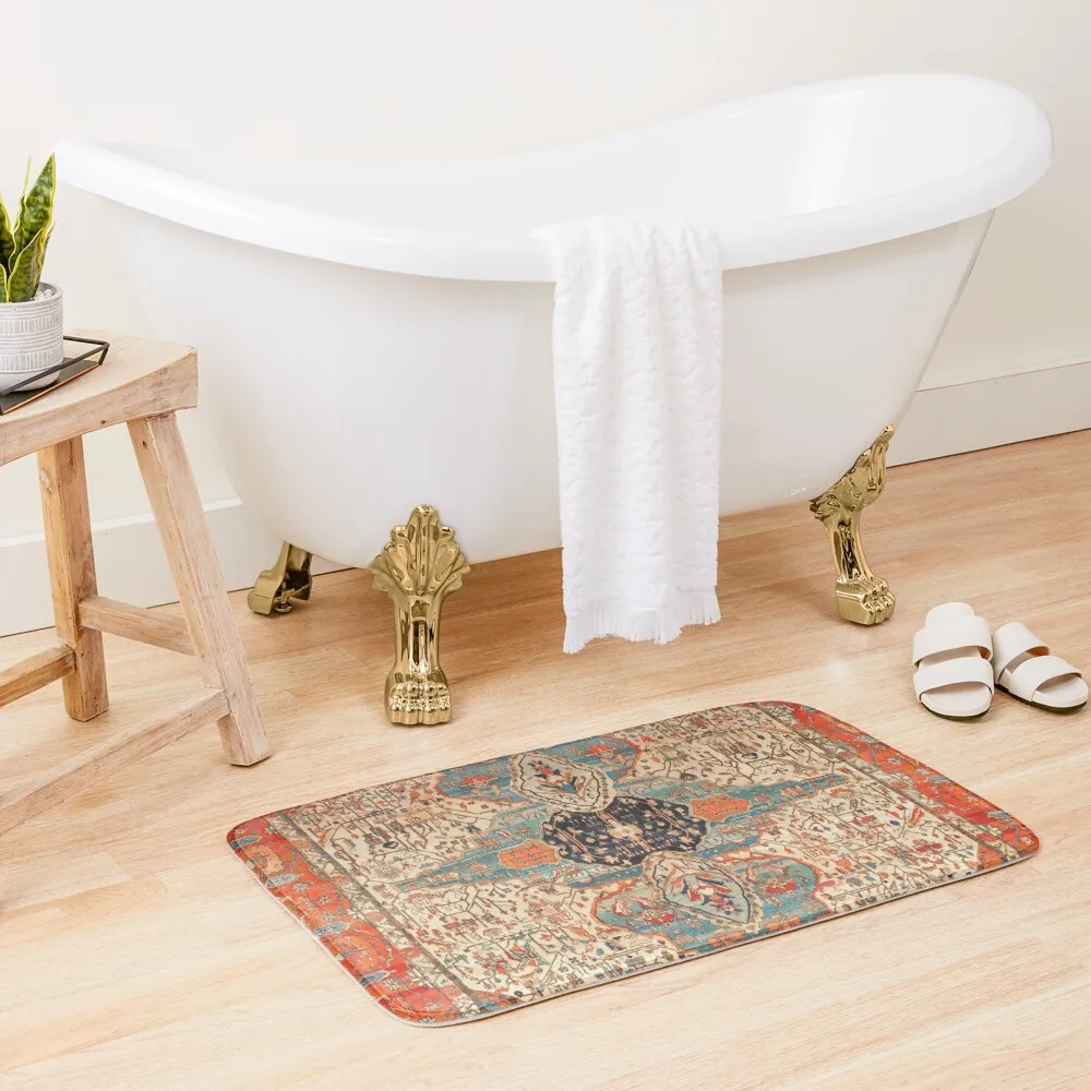 

Mohtashan Kashan Persian Rug Print Bath Mat Floors For Bathroom Non-Slip Pad Sleeping Room Rugs Floor Toilet Mat