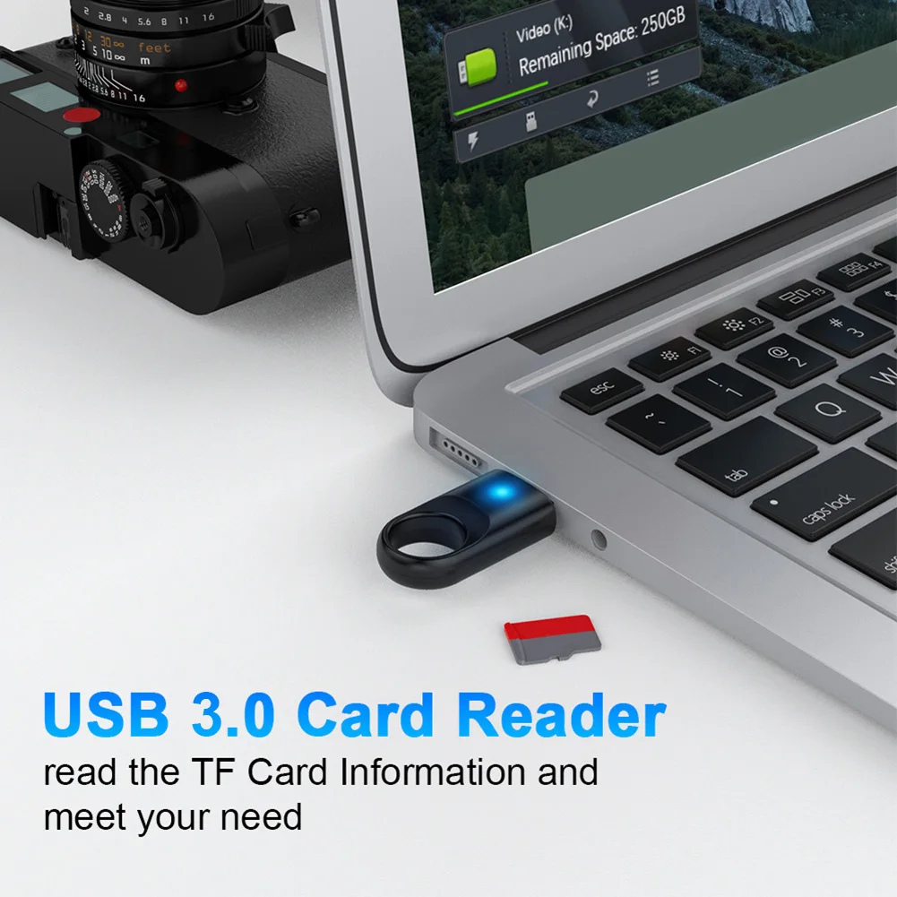 미니 USB 3.0 메모리 카드 리더 어댑터, 휴대용 고속 TF 카드 메모리 카드 리더, TF SD PC 노트북 데스크탑 컴퓨터용