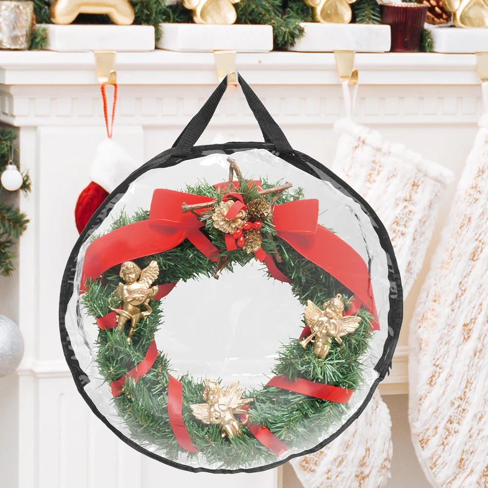 

Holiday Storage Bag Christmas Wreath Holder Decor Container Garland Pvc Organizer Xmas Flower