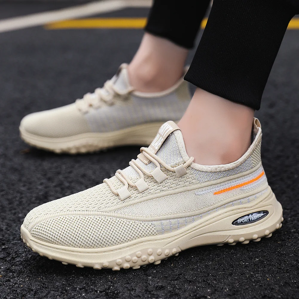 

Sneakers 2024 New Style Beige Casual Shoes Casual Fly Knitted Mesh Shoes Fashion Loafers Sneakers Men Blac Kzapatos Casuales