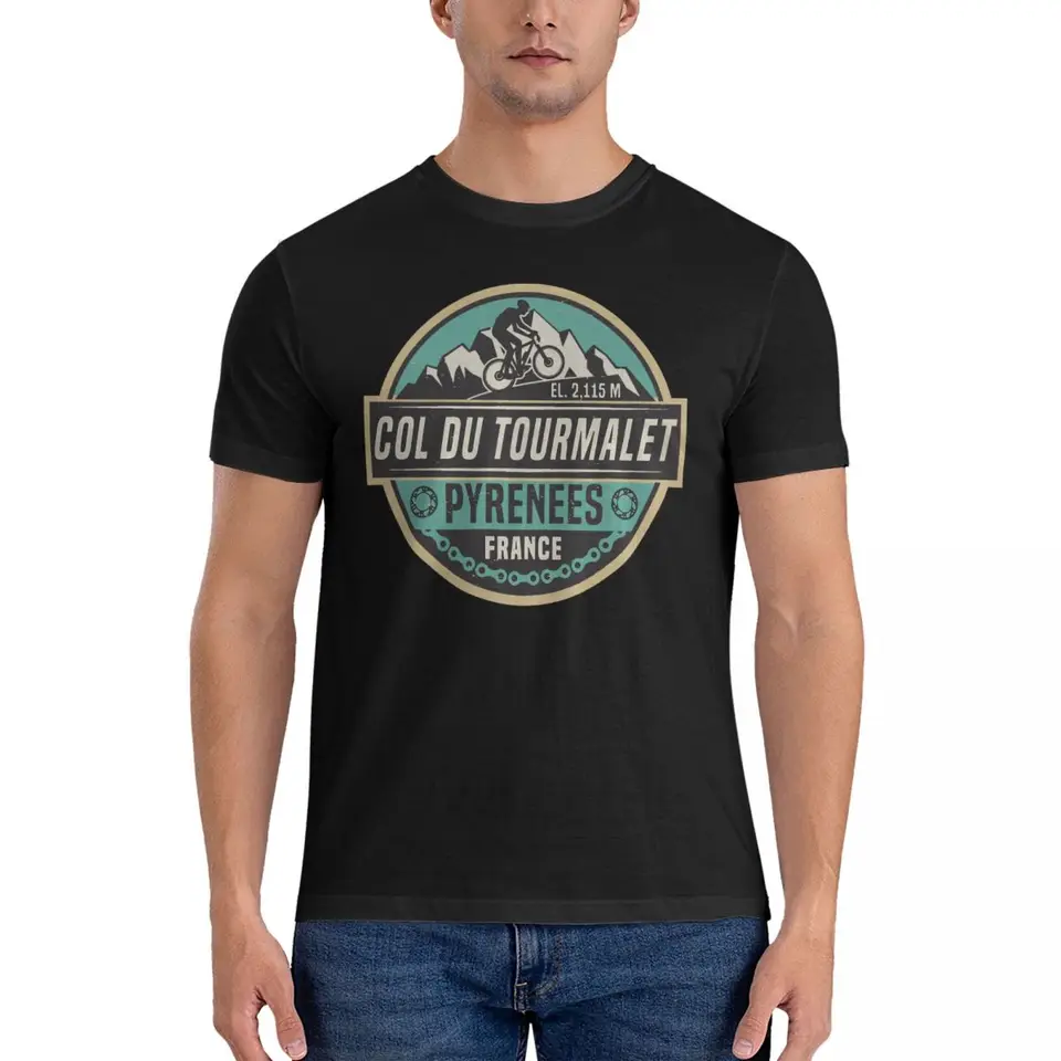 Col Du Tourmalet-Camiseta de algodón puro para hombre, camisetas