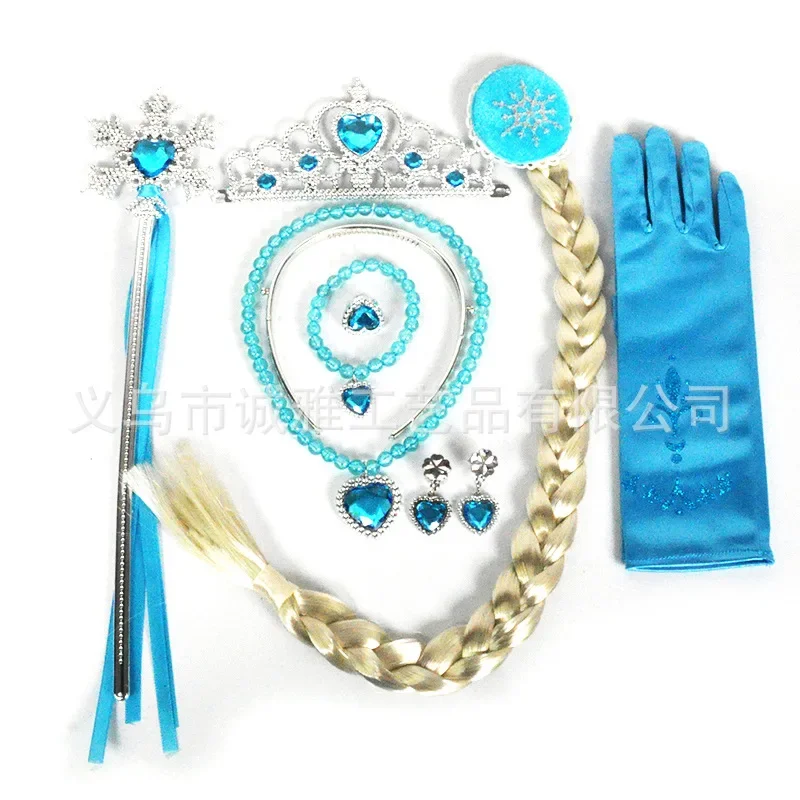 Hair Accessories Anime Cosplay Props Cosplay Necklace Anime Cosplay Wigs Frozen Anna Elsa Cosply Accessories Crown Magic Wand Necklace Wig Gloves Snow White Belle Cinderella Princess Role Play Supply