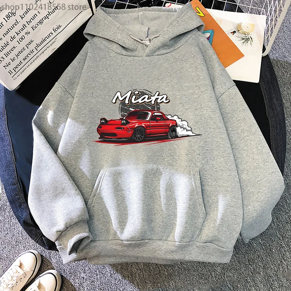 MX5 이니셜 D 남성용 후드, 드리프트 Jdm 맨투맨 애니메이션 마즈다 프린트 자동차 미아타 스트리트웨어, 남녀공용 자동차 문화 여성 후디