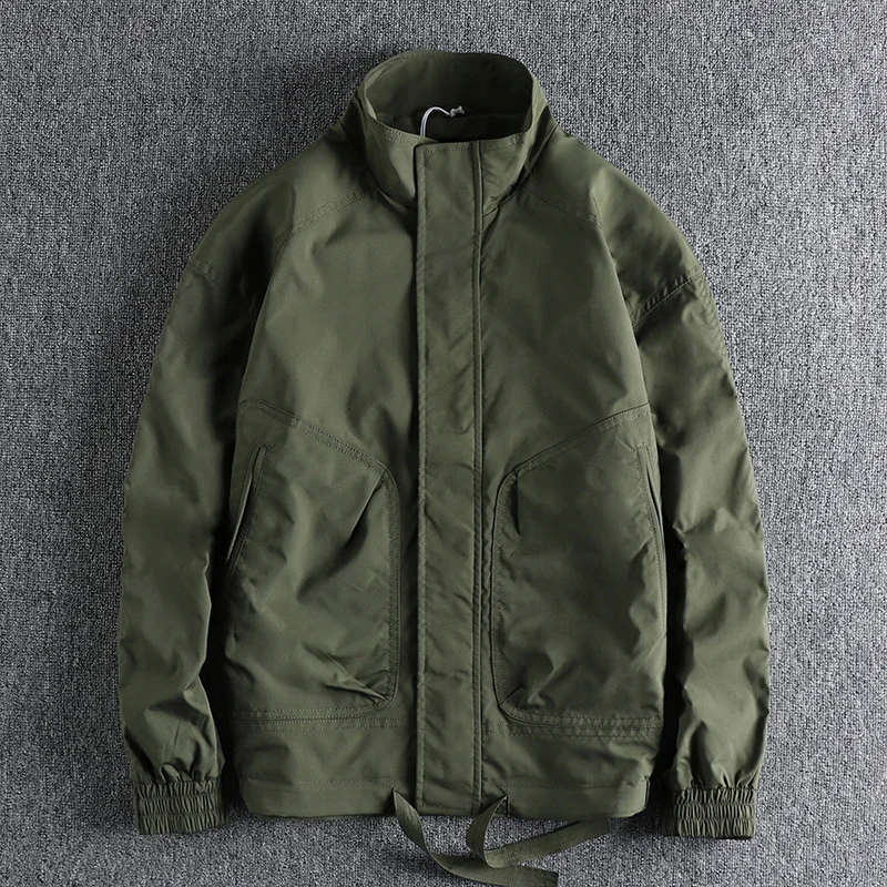 

Workwear Jacket For Men Simple Stand Collar American Casual Personality Large Pockets Autumn & Winter Male Military Cargo Coat