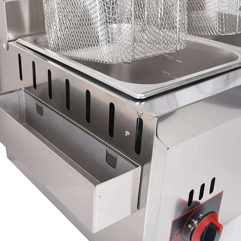 Comercial Gas Power Chip Deep Fryer 20l 12l 8l Small Lpg Freidora a Gas with Temperature Control 6