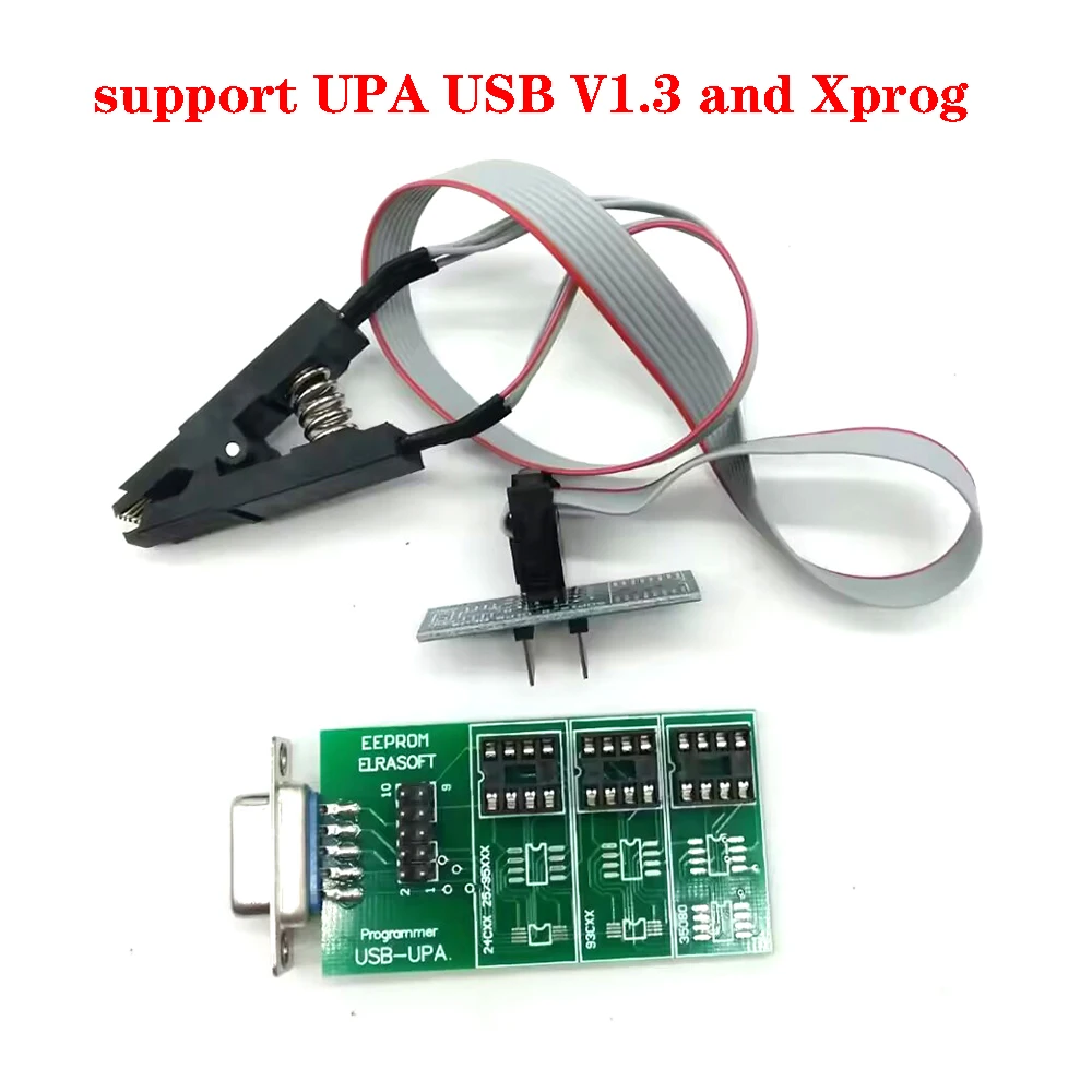 

UPA USB V1.3 Xprog ECU Chip Tuning Programmer Eeprom Board Adapter with SOP8 SOIC8 Clip for 24CXX & 25 / 95XXX 93CXX 35080 Chips