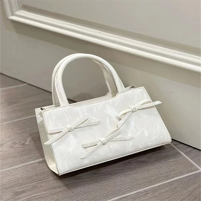 2024 Summer Women's Handbags Summer All-Match Cute Bowknot Female Crossbody Bags Sweet Girl's Square Shoulder Messenger Bag