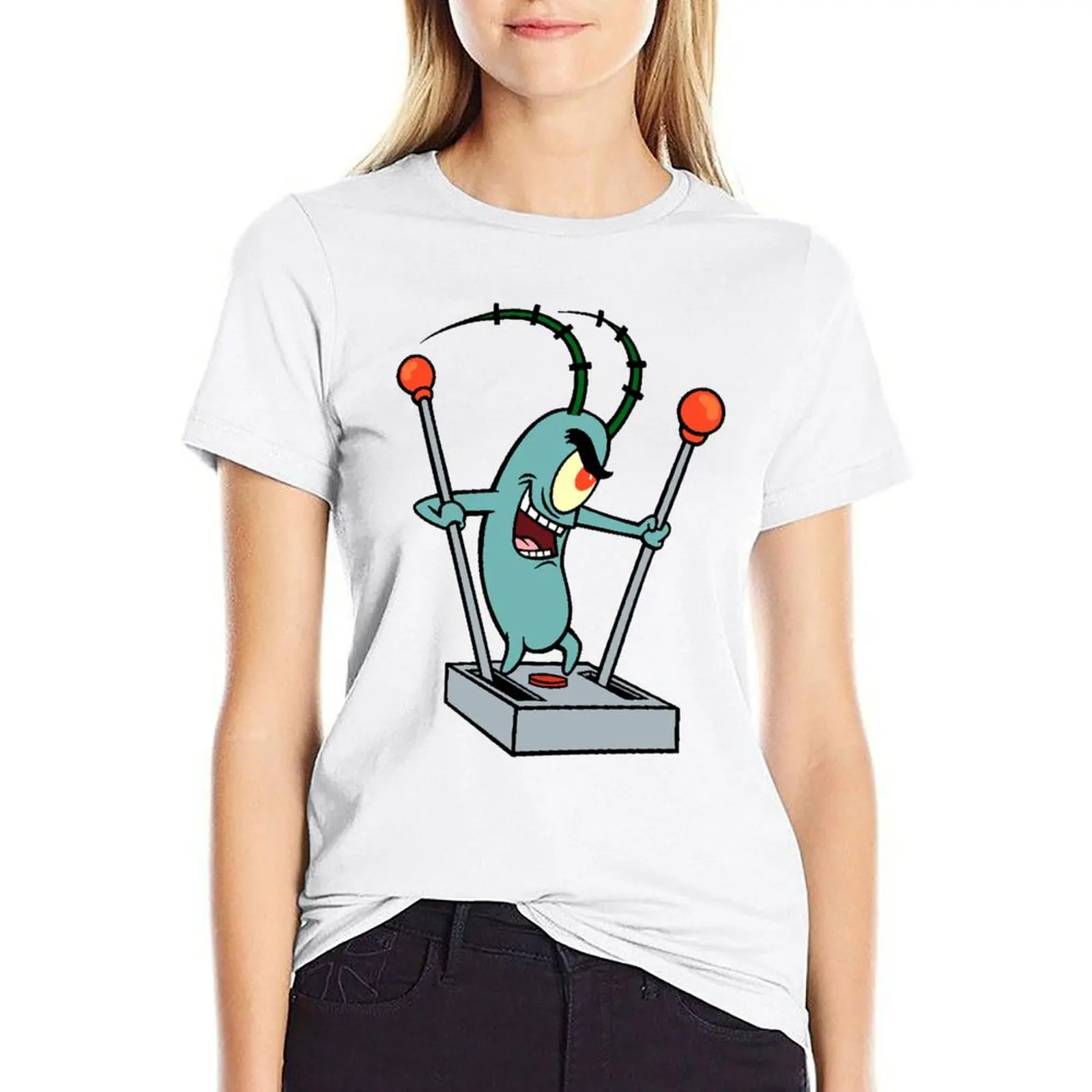 

Plankton squashed art T-shirt cute clothes graphics Women's summer blouses 2024